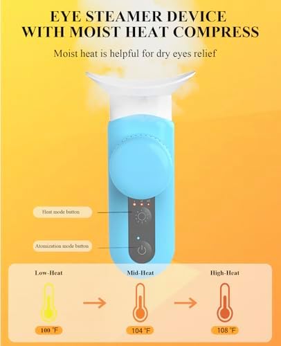 Heated Nano Eye Mist Sprayer,Portable Eye Mister with Warm Compress Moist Heat for Relief Dry Eyes and Stye,Eye Drops Tool,Rechargeable Electric Eye Steamer for Eyelid,Eye Skin SPA