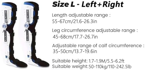 Adjustable Knee Joint Fixed Brace Full Leg Brace Knee Support Lmmobilizer Breathable Thigh Knee Ankle Foot Supports Orthosis Soft and Breathable Helps to Improve Balance Leg Stre,Left+right leg