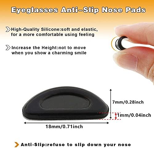 SMARTTOP Adhesive Nose Pad, 20 Pairs Eyeglass Nose Pads Stick On Silicone Anti-Slip for Glasses Sunglasses Thin Nose Pads Eyeglasses (10-Black & 10-Clear)