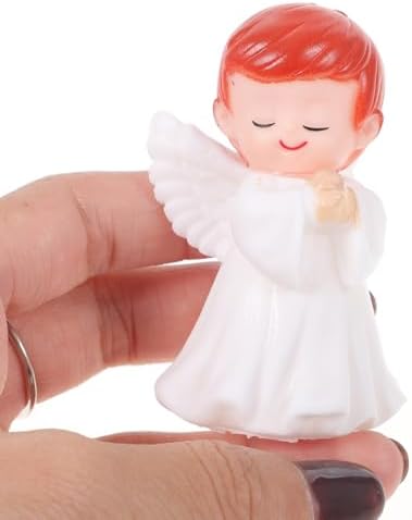 Zerodeko Vinyl Angel Figurines Pair Boy and Girl 2.56 Inch Mini Sculptures for Birthday Cake Toppers and Home Desktop Ornaments Party Decorations