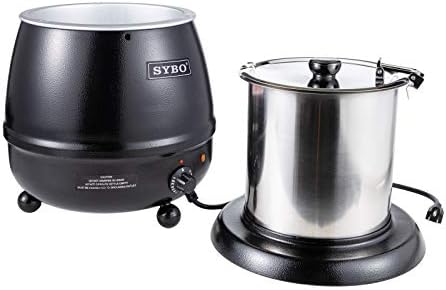 SYBO SB-6000 Commercial Grade Soup Kettle with Hinged Lid and Detachable Stainless Steel Insert Pot for Restaurant and Big Family, 10.5 Quarts, Black