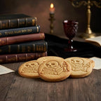 BAKERLOGY Ghoul Power Cookie Cutter – Feminist Skull and Spellbook Biscuit Embosser, Witchy Fondant Stamp for Halloween Baking, Pagan Crafts and Magical Occasions