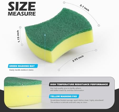 Kitchen Cleaning Sponges,96 Pack Eco Non-Scratch for Dish,Scrub Sponges.