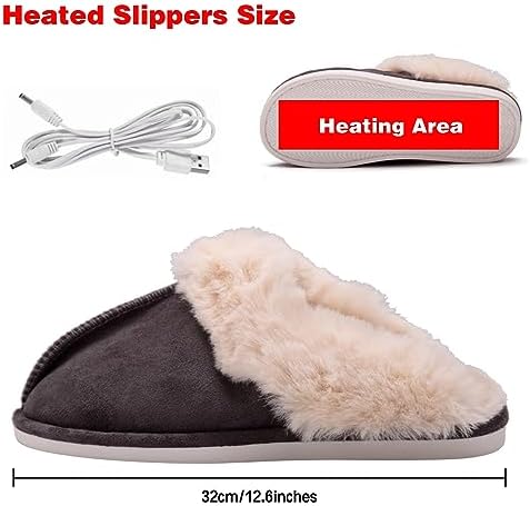 Kunyeah USB Heated Slippers Foot Warmer Shoes Charger Electric Heating Shoes Winter Warm Plush Slippers for Women Men