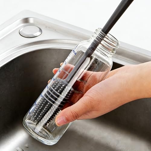 Long-Handle Silicone Bottle Brush – Flexible Deep Cleaning Tool for Cups & Narrow Necks-Grey