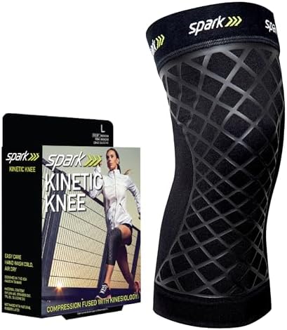 Brownmed - Spark Kinetic Knee Sleeve - Knee Support for Women & Men - Compression Knee Brace with Embedded Kinesiology Tape - Knee Sleeve to Support Knee Pain - Large