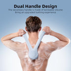 Electric Body Brush Back Scrubber for Shower, Waterproof Long Dual Handle Power Body Scrubber with 3 Heads, Bath Brush & 2 Speeds, for Cleansing, Exfoliating and Massaging Skin, Sky Blue