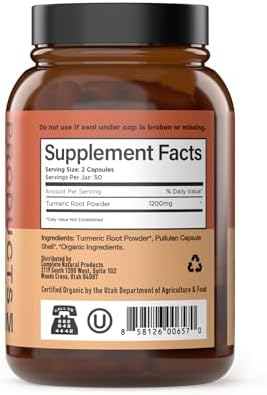 Organic Turmeric Capsules 600mg - Pure Curcumin Root Supplement, Raw Root Powder Pills, Organic Supplements for Liver Gallbladder Support Clean Plant Based Formula Made USA Natural Herbal Wellness Aid