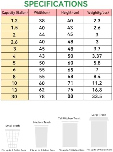 WAIKAS Trash Bag 30 Gallon, 10 Count, Big Garbage Bags, No Flaps/Ties,Thickness, 78x88cm,33.5g/pc, Unscented, Black