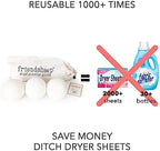 Friendsheep Wool Dryer Balls, Organic Reusable Fabric Softener Alternative for Laundry, Handmade, Fair Trade, Hypoallergenic, Eco-Friendly, Plastic-Free (3 Pack XL – White Trio)