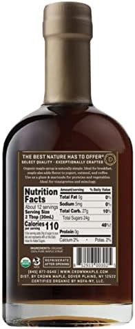 Crown Maple Dark Color, Robust Taste Organic Maple Syrup, 12.7 Fl Oz, 100% Pure, Enhance Cocktails, Marinades and Pancakes