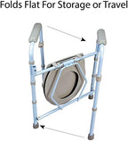 Carex 3-in-1 Folding Bedside Commode and Raised Toilet Seat, Portable Toilet Supports Up to 300lbs, Bedside Commodes for Seniors, Adult Potty Chair with Bucket, Lid, and Splash Guard