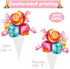 48Pcs Lollipop Cupcake Toppers Candyland Party Decorations Candyland Lollipop Cupcake Decorations Sweet Candy Cake Topper for Candyland Themed Birthday Baby Shower Supplies