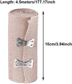 Elastic Bandage Wrap with Clips Fasteners Adhesive Bandaging Stretch Tape Rolls for First Aid Measures Outdoor Sports 4Inch x 15Ft
