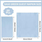 60 Pcs Light Blue Paper Napkins, 2 Ply Blue Disposable Guest Bathroom Hand Towels Scalloped Baby Shower Napkins Party Dinner Napkin for Wedding, Baby Bridal Shower, Birthday