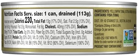 StarKist E.V.O.O. Solid Yellowfin/light Tuna in Extra Virgin Olive Oil - 4.5 oz Can (Pack of 12)(Packaging may vary)