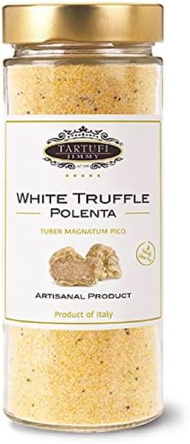 Tartufi Jimmy Instant Polenta with White Truffle, Creamy Cornmeal, Gluten-Free | Smooth Texture, Nutritious, Multi-Purpose | Net Wt 200g/ 7.05 oz