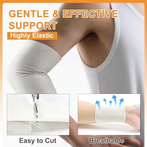Carbou Elasticated Tubular Support Bandage 3" x 11 yd (Size D), Soft Stockinette Tubing for Legs, Arms, Knees, Thighs, Reusable Compression Support Bandage Roll for Joint Tissue