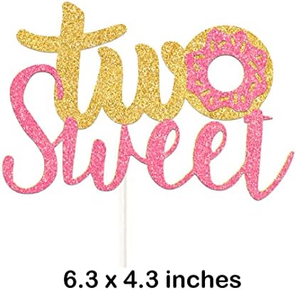 Two Sweet Birthday Party Supplies, Donut Cake Topper Decorations for Donut Party Supplies Decor (Two)
