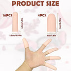 HINGTAI 20Pcs Gel Finger Cots Thumb Protector, Silicone Finger Sleeves Cover Protection Tips, Finger Gloves Caps Protectors for Wounds Hand Eczema Arthritis Cracking (Nude)