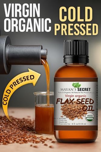 Mayan's Secret USDA Certified Virgin Organic Flax Seed Oil, Unrefined Virgin, Cold Pressed, Linum Usitatissimum, 4 OZ - For Skin