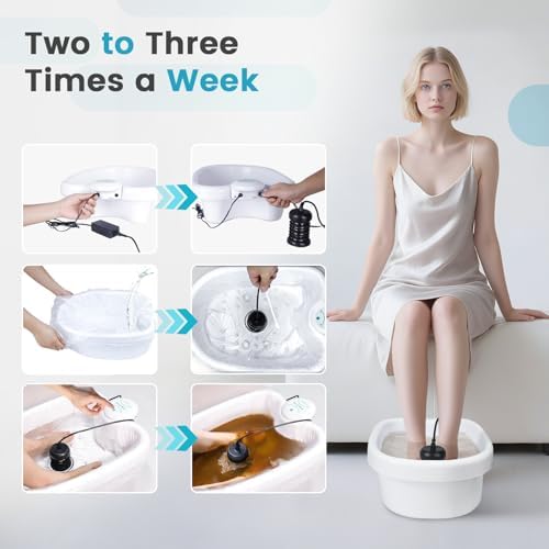 LeCuag Ionic Foot Bath Detox Machine, Portable Foot Detox Machine Ion Cleanse Bath System with Stroage Bag, 100 Spa Liners, Spa At Home Detox