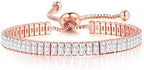 Dainty Sparkling Crystal Tennis Bracelets Set 18K Gold Plated Shiny Cubic Zirconia Jewelry Birthday Gifts for Women