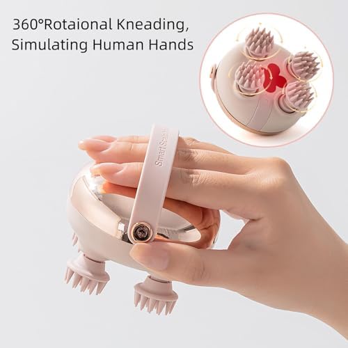 Electric Scalp Massager with Hand Strap, Red Light Therapy Head Massager for Hair Growth & Stress Relief, IPX7 Waterproof Hair Scrubber for Deep Clean, Tangle-Free Silicone, Ideal Gift (Silver)