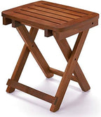 URFORESTIC Portable Shower Bench-Bamboo Folding Shower Stool Seat Chair Fully Assembled-Hold Up to 500 LBS