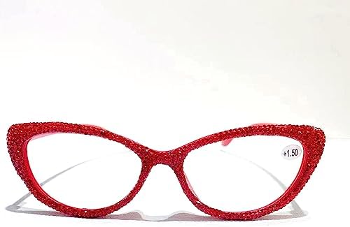 Fashion Cat Eye Women Rhinestone Reading Glasses Red bling Diamond Reader Ladies Diamond Party Eyewear