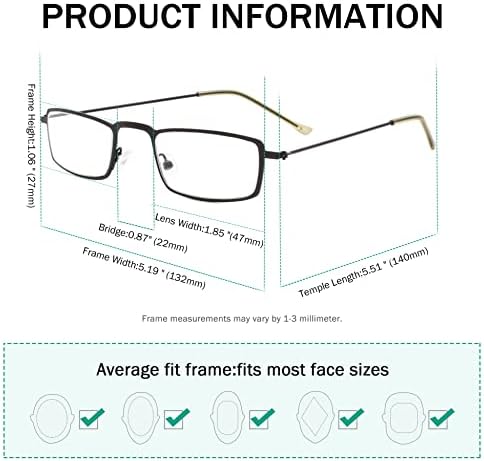 Eyekepper 5-Pack Straight Thin Stamped Metal Frame Half-Eye Style Reading Glasses Readers Gold