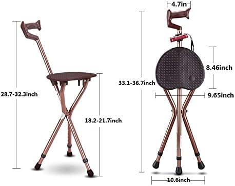 Alloy Folding Cane with Seat, 440 lbs Capacity Lightweight Adjustable with LED Walking Cane with Seat, Large seat Board Cane Chair Stool Anti-Slip Walking Stick for Woman/Man Seniors
