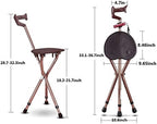 Alloy Folding Cane with Seat, 440 lbs Capacity Lightweight Adjustable with LED Walking Cane with Seat, Large seat Board Cane Chair Stool Anti-Slip Walking Stick for Woman/Man Seniors