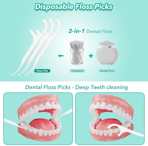 400 Count Floss Picks Dental Tooth Picks Floss Sticks Flossers Strong Toothpicks in Handy Travel Cases for Family Restaurant Bulk Adults Teeth Cleaning