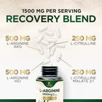 L-Arginine Extra Strength Supplement with L-Citrulline - Muscle Supporting Natural Nitric Oxide Precursor Booster - Heart Health Support - Amino Acid Energy Blend for Men, USA Bottled - 120 Capsules