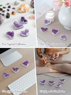 CrystalTears Amethyst Healing Crystal Geode Cluster Heart Amethyst Rock Quartz Crystals Mineral Stones Natural Raw Gemstone Specimen for Reiki Meditation Home Decor Crystal Gifts 1.57”-1.97”
