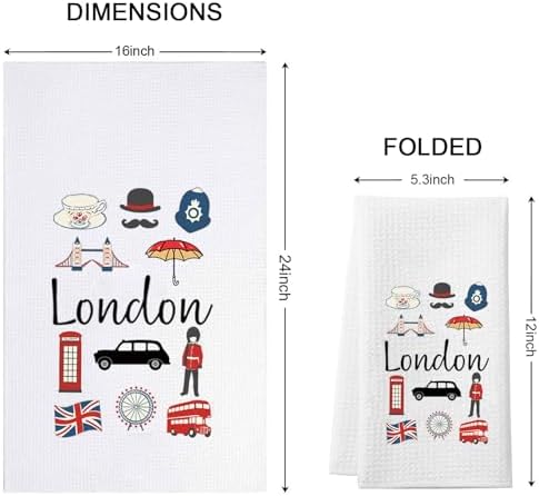 WCGXKO London Travel Gift London City Skyline London Kitchen Decor Housewarming Gift Office Towel (London Towel)