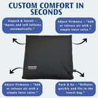 Travel Pro Self-Inflatable Foam Filled Lumbar Cushion Pillow for Airplane Travel, Cars, and Office Chairs and Provides Lumbar Support, Ergonomic Design Adjustable Firmness Carrying Bag