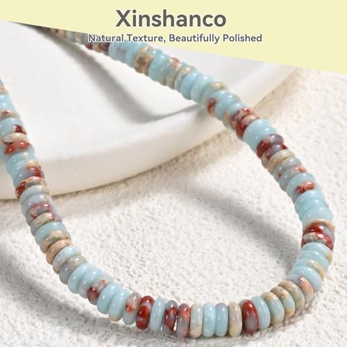 6x2mm Flat Beads Semi Precious Stone Beads Rondelle Beads, Natural Abacus Disk Stone Beads Loose Spacer Gemstone for DIY Bracelet Necklace Jewelry Making 15 in/Str Shoushan