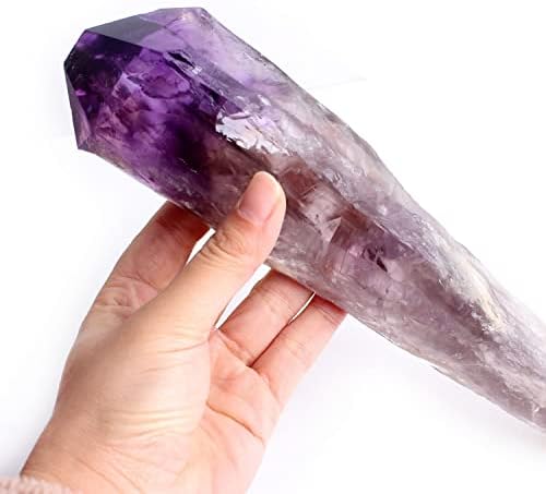 Beautiful 1PC Large Raw Amethyst Magic Wand Scepter Crystal Column Point Purple Stones Home Decor Ornaments Crystals and Stones(Large)