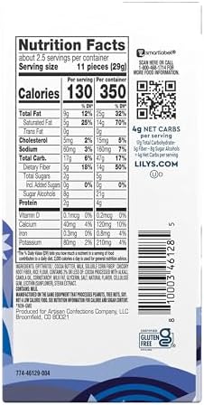 LILY'S Cookies and Creme White Chocolate Style No Sugar Added, Sweets Bar, 2.8 Oz