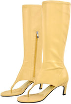 sexytag Women's Thong Sandals Open Toe Knee High Kitten Heels Sandal Boots