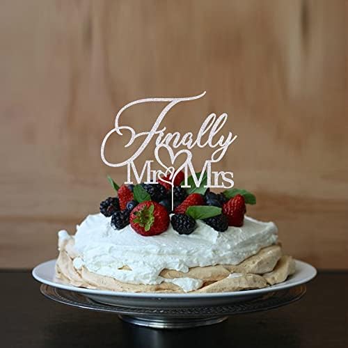 Finally Mr & Mrs Cake Topper,Wedding Anniversary Bridal Shower Party Decorations,Romantic Wedding Party Decorative Cake Toppers (Silvery)