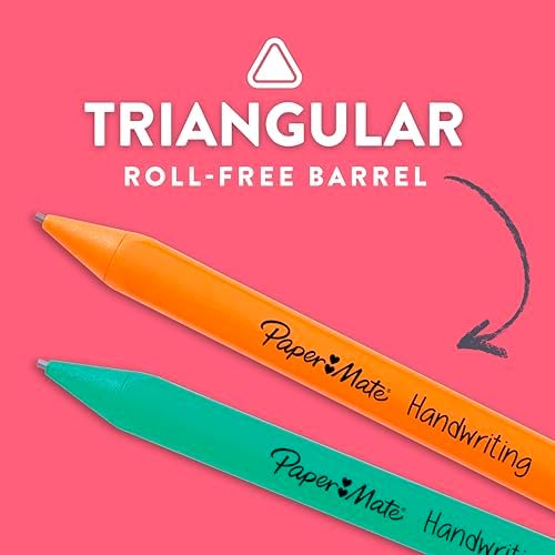 Paper Mate Handwriting Triangular Mechanical Pencil Set with Lead & Eraser Refills, 1.3mm, 8 Count - Back to School, Teacher Supplies, Home, Kids Writing, Fun Barrel Colors