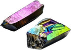 Amazing Gemstone 2 Pieces Titanium Aura Quartz Raw Pencil Points Crystals and Healing Stones, Natural Rocks for Meditation and DIY Raw Point Stones and Crystals