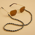yaozeio Eyeglass Sunglass Strap Chain Lanyard for Glasses Mask Holders Around Neck Leather Metal Face Mask Chains for Women Gold Eyewear Chain Sunglass Lanyards for Women