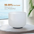 CVNC 440HZ 8 Inch B Note Crown Chakra Frosted Quartz Crystal Singing Bowl with Mallet & O-ring Sound Healing Music Instrument