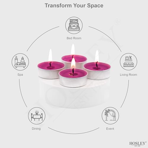 Hosley 120PCs Bulk Pack Black Cherry Fragrance Highly Scented Tea Light Candle. Ideal for Wedding Church Vigil Emergency Lanterns Spa Aromatherapy Party Reiki Candle Garden