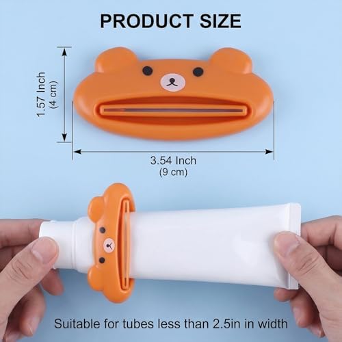 4 Pcs Toothpaste Tube Squeezer, Cute Cartoon Animal Toothpaste Dispenser Clip for Bathroom Home or Travel Use Cream, Facial Cleanser