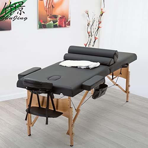 PayLessHere Massage Bed Portable Massage Table 28 inch Wide Lash Bed 2 Folding Height Adjustable Spa Table with Towel Hanger Oil Pouch Half Bolster Round Bolster Non-Woven Bag
